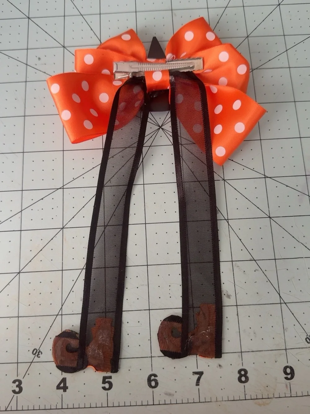 Kids Halloween Witch Bow Hair Clip - Orange, Purple, Black